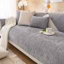 vctops Soft Chenille Sofa Couch Cover Solid Color Striped Weave Textured Sectional Couch Covers Washable Anti-Slip Sofa Slipcover for Dogs Pet, 1 Piece/Not All Set (Grey,35"x82")