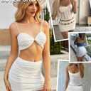 Avidlove Women Sexy Skirt Ruched Bodycon Double Layer Club Skirts Lettuce Trim Skirts Office Mini Skirt (XX-Large, White)