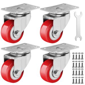 2.5 Inch Caster Wheels Heavy Duty Casters Set of 4 (1500lbs Load Capacity) Lockable Cart Wheels with Brakes, 360 Degree Rotatable, Ideal Caster for Cart, Furniture and Workbench (4 x Swivel)