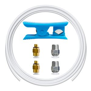 16.4ft(5M) PTFE Teflon Tube Kit,ID 2.5mm OD 4mm for 1.75mm Filament, Fits Direct Drive Extruder 3D Printer, With Tubing Cutter,4-M6 & 4-M10 Pneumatic Fittings, for Bambu lab AMS/K1/Prusa MMU3 (White)