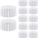 12 Pack Round Tablecloth 120 Inch Cloth White Tablecloth for Round Tables, Washable Polyester Table Cloth Stain and Wrinkle Resistant Decorative Table Cover for Wedding Party Dining Banquet