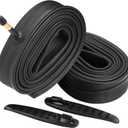 2 Pack of 26 Inch Bike Tube 26x1.75 26x1.95 26x2.10 26x2.125 Heavy Duty Bicycle Tube with 2 Tire Levers,48mm Schrader Valve Premium Quality Butyl Inner Tube