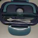 TRAVELISIMO Electric Lunch Box for Adults 100W Heated Lunch Box For Men 1.5L Stainless Steel Portable Food Warmer, 12/24/110V Electric Food Warmers for Travel & Work Loncheras Para Hombres de Trabajo (Dark Blue)