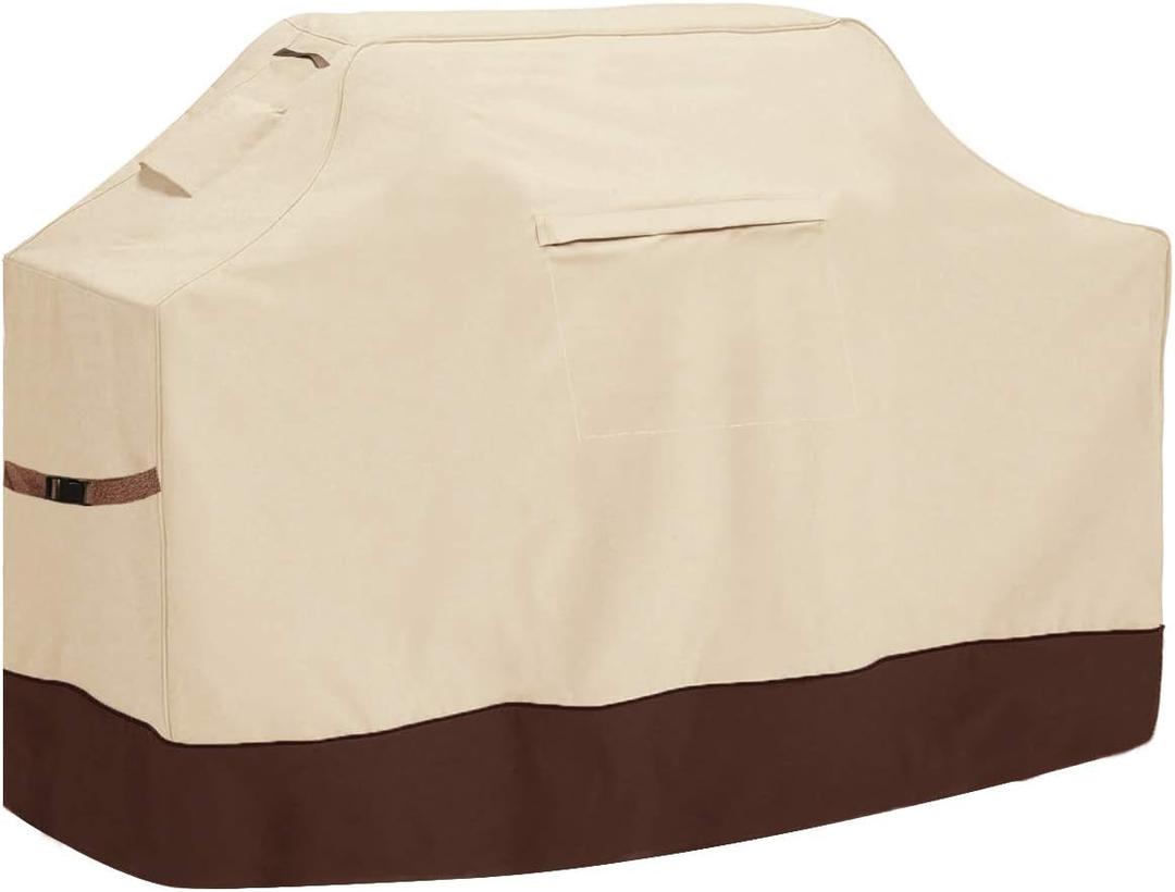 Vailge Grill Cover,58-inch Waterproof BBQ Cover,600D Heavy Duty Gas Grill Cover, UV & Dust & Rip & Fading Resistant,Suitable for Weber, Brinkmann, Char Broil Grills and More,Beige (58"Lx24"Wx44"H, Beige&brown)