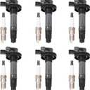 Set of 6 Ignition Coil Pack and Spark Plugs Fits for 3.7 3.5 V6 Ford Edge Flex Taurus Lincoln MKS MKT MKZ MKX Mercury Sable 2008 2009 2010 2011 2012 2013 2014 2015 2016 UF553 5019