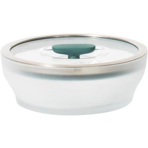 Anyday 4-Cup Microwave Cookware & Glass Container with Glass Lid, Plastic-Free Shallow Food Storage | Stackable Airtight Steamer with Vented Lid for Microwave-Safe Reheating, Steaming Vegetables (Frosted - Kale)