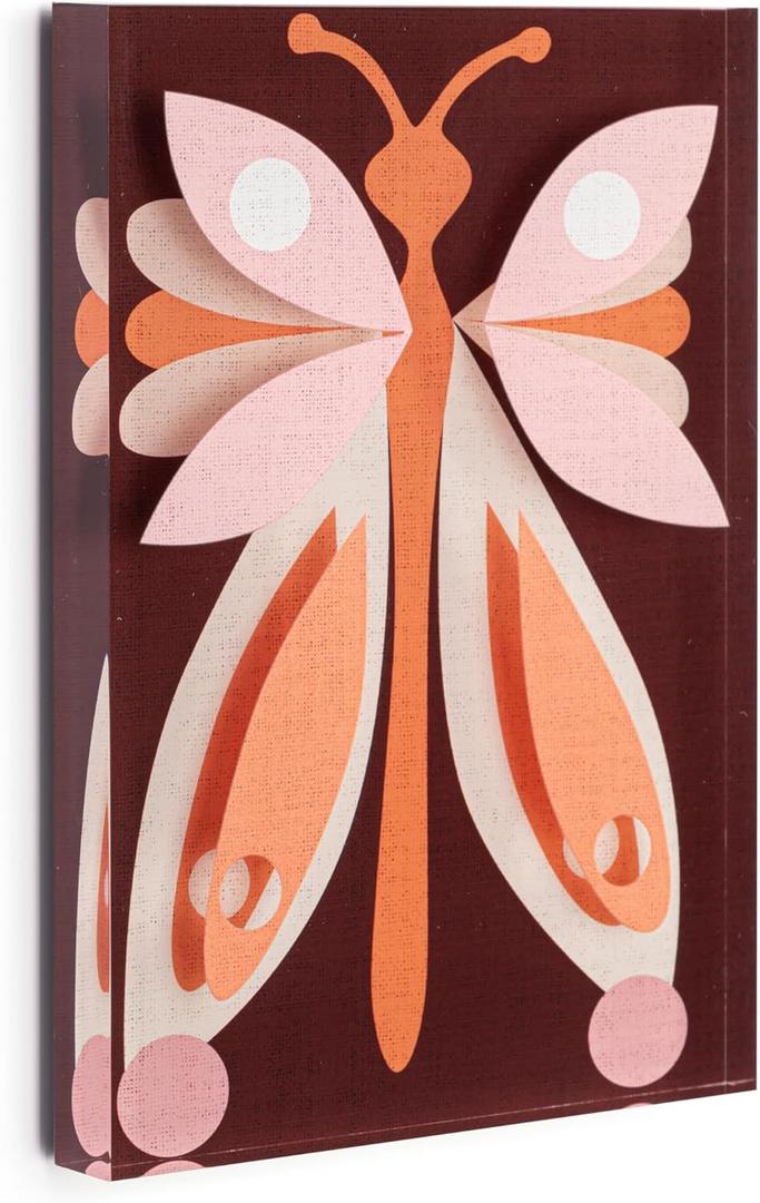 DEMDACO Hanging Tile Wall Art Everyday Home Dcor, 5 x 7 Inch Acrylic, Butterfly Beauty Together