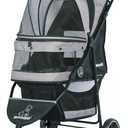 ROODO Escort 3 Wheel Dog Cat Pet Stroller for Small/Medium Dogs Cats Best Lightweight Foldable Portable Compact Jogger All Terrain Travel Pet Gear System Puppy Doggie Bunny Kitty Stroller(Grey) (33x37 Inch (Pack of 1)