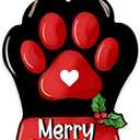 Merry Christmas Dog Cat Paw Front Door Sign, Xmas Wood Door Hanger Outdoor Porch Decor, Winter Holiday Wooden Wreath Indoor Wall Hanging Decoration Pet Lover Gifts (Red)