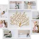 HELLO LAURA - Picture Frame Collage Large Wall Hanging Photo Frames Elegant Tree Collage Frame Gifts for Family Friends 4x6 inch Home Wall Decor Gallery Display (White - Gold Tree)