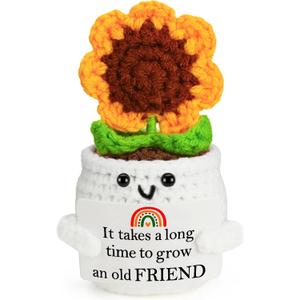 2 x MBL Friend Birthday Gifts for Women - Funny Cute Crochet Sunflower Easter Basket Stuffers Essentials Friendship Graduation Long Distance Gifts for Bestfriend Best Friend Female Work Bestie BFF