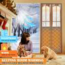 2 Sets Magnetic Thermal Insulated Curtains for 38" x 83" Doors with Clear Window Winter Thicken Quilted Oxford Cotton Waterproof Door Cover for Cold Weather(Grid, Transparent Gray)