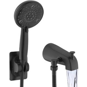 Slip-On Tub Spout with Diverter, High Pressure 8 Settings Hand Held Shower, All Metal Bathtub Faucet with Sprayer Matte Black