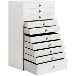 GUKA Large Jewelry Box, Jewelry Case with 10 Drawers for Big and Small Jewelry, Jewelry Storage Organizer for Watch Earrings Necklace Rings Bracelets, Birthday Wedding Gifts, White