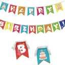 Cute Dog Pattern Happy Birthday Banner Colourful Birthday Party decorations Suitable for Decorating Banners in Living rooms, Bedrooms, Outdoor Gardens 7.8x11inch/20x28cm