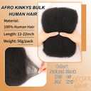Afro Kinkys Bulk Human Hair 2 Bundles 16 Inch 50g/Pack - Afro Kinky-Curly Human Hair Bulk For Mini Twist, Dreadlocks Extensions, Locs Repair & Braiding, 100% Human Hair Natural Black.