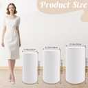 Metal Pleated Cylinder Pedestal Stands for Party, 3 Pieces Heavy Duty Round Cake Pedestal Stand Display Plinth Pillars Art Decor for Wedding Ceremony Birthday PartySmall, White