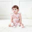Baby Girl Bodysuit and Headband Outfit Cotton Ruffle Sleeveless Baby Clothes (0-3 Months, Pink Flowers)
