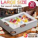 VIKROM 20 Pcs Half Sheet Cake Boxes, 19 x 14 x 4 Inch with Window, White | Bakery Boxes for Cupcakes, Cookies, Muffins, and Donuts | Glossy with Clear Lid and Flip Top for Pastry and Dessert Display