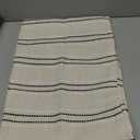 AELS 16x16 Decorative Farmhouse Linen Blend Throw Pillow Covers, Boho Textured Pillow Case, Set of 2, Beige with White & Gray Stitch Yarn Dyed Stripe Cushion Cover for Sofa Living Room (Cover ONLY)