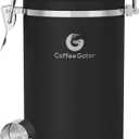 Coffee Gator Coffee Canister, 22oz Airtight Stainless Steel Kitchen Food Storage Container with Date Tracker, Valve, Scoop for Sugar, Grounds, Beans, Tea, Sugar, Cereal, Flour, Cookies Jars - Black