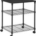 SONGMICS 3 Tier Wide Printer Stand, Printer Table with Wheels, Rolling Printer Cart, Printer Desk with Metal Frame for Home Office, 22 x 18.1 x 26.8 Inches, Black ULGR32BK (3 Tiers22"L x 18.1"W x 26.8"H)