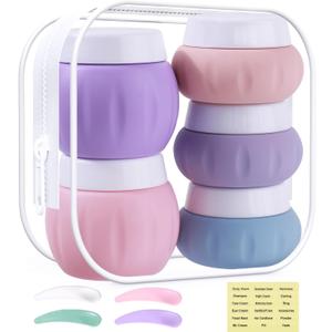 GLAMFIELDS TSA Approved 2Pcs 1.7oz+3Pcs 1oz Travel Size Silicone Jars BPA Free, Leak-proof Travel Essentials with Lid for Cosmetic Face Hand Body Cream Purple(5Pack)