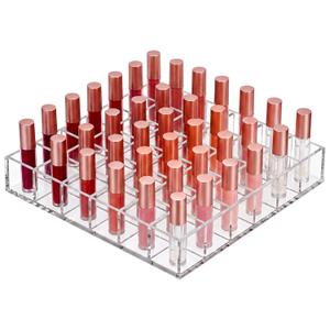 Mumufy Lipstick Holder Clear Acrylic Organizer Makeup Lip Gloss Organizer Plastic Cosmetic Display Case for Lipstick Brushes Bottles Perfume Essential Drawer Vanity Bathroom (36 Slot)