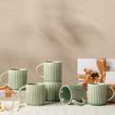 GBhome Coffee Mugs Set for 6, 12oz Coffee Cups with Handle for Man,Woman,Dad,Mom, Stoneware Mugs Sets for Coffee, Latte,Tea, Hot Cocoa, Milk, Dishwasher&Microwave Safe, Light Green
