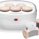 Conair Double Ceramic Hot Rollers for Long, Medium & Short Hair, 5 Ceramic Flocked 1½-Inch Heated Hair Rollers with Clips, Hot Curlers for Women, Volume & Curls, Dual Voltage, Pink/White