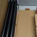 KAMANINA 2 Pack Curtain Rods for Windows 48 to 84 Inch, Black Heavy Duty Curtain Rod Adjustable, 7/8 Inch Single Decorative Drapery Rods 32 to 86 Inch(2.6-7.1Ft), Netted Texture Finials