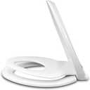 Elongated Toilet Seat with Toddler Seat Built In, Slow Close, Fits both Adult and Child, Potty Training Seat, Magnetic Kids Seat and Cover, Plastic, White