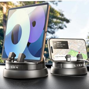 LISEN 360 Dashboard Cell Phone Holder, Rotatable,360 Degree Rotating Phone Holder,Dashboard Car Phone Holder Fit for iPhone 16 Pro Max Plus/15/14/13/12/11,Samsung S24/23, All Smartphones, Black