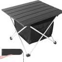 Grope Portable Camping Table Ultralight Aluminum Camp Table with Storage Bag,Beach Table for Sand with Carrying Bag,Prefect for Outdoor,Picnic,BBQ,Cooking,Festival (Black with Storage Bag-M)