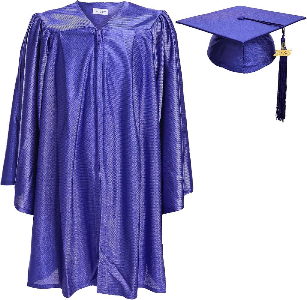 Newrara Unisex Shiny Kindergarten Graduation Gown Cap with Tassel