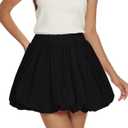 Casly Lamiit Women's Bubble Mini Skirts Balloon High Waisted Skorts Puffy Hem Summer Trendy Cute Going Out Party Skirt (Large, Black)