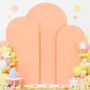 OMKSIH Peach Arch Cover Set of 3 Wedding Arch Covers Stretchy Backdrop 4FT 5FT 6FT Spandex Backdrop Arch Cover Cloth for Chiara Wall Cover Fitted Backdrop Cover for Arch Stand Baby Shower Decorations