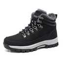 Mens Womens Winter Boots Warm Fur Lined Snow Boots Non Slip Winter Shoes (6, Black)