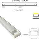 5-Pack Pre-Drilled Countersunk Hole 3.3FT/100CM LED Strip U Channel Diffuser, Hacksaw Easy Cut Flush Mounted Under Cabinet Tape Light Aluminum Track Low Profile with Mounting Spares