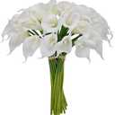 36 PCS Calla Lily Artificial Flowers,12.8'' Latex Fake Lilies for Bridal Wedding Bouquet, Home Decor,Office Party, Table Arangements (White)