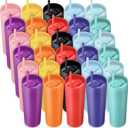 30 Pcs Bulk Skinny Tumblers with Lids and Straws 16 oz Matte Pastel Colored Plastic Mugs Reusable Double Wall Tumbler Cups for Home School Office Birthday Parties Vinyl DIY Gifts, 10 Assorted Colors, 2.76 inches x 8.35 inches