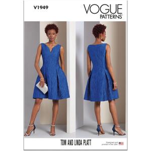 Vogue Misses' Lined Dress Sewing Pattern Packet by Tom and Linda Platt, Design Code V1949, Sizes 8-10-12-14-16, Multicolor