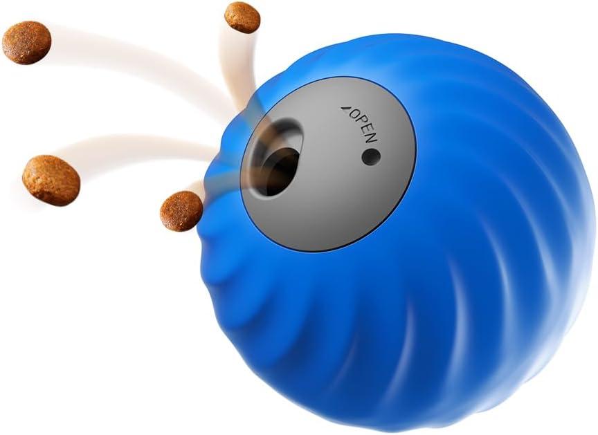 Interactive Pet Food Dispensing Ball, Electronic Treat Puzzle Toy for Dogs, 2.83 Inch Diameter, USB Type-C Charging (Blue)