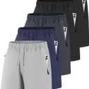 Men's Gym Workout Shorts 7 Inch Inseam Quick Dry Athletic Shorts with Zipper Pockets for Running Basketball (XXL)