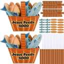 Motipuns 24 Set 24 Set Jesus Feed 5000 Craft Kit Sunday School VBS Religious Craft DIY Christian Handheld Basket Fisher of Men Vacation Bible School Gift for Home Church Preschool Activity Supply