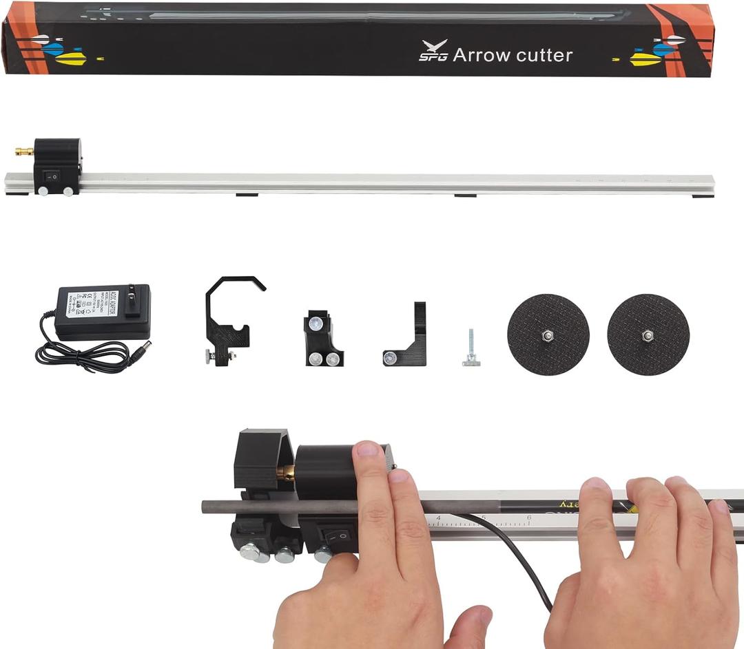 SOPOGER Archery Arrow Saw Electric Carbon Arrow Cutter Mini Reciprocating Saw Adjustable Arrow Square Cutting Building Tool for Pure Mixed Carbon & Fiberglass Arrow Shaft (Black)