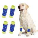 PETAXCELL Dog Leg Warmers, Soft Dog Elbow Protector Sleeve Joint Protection Star Pattern Winter Warm Knitted Pet Leg Sock,  For Large Puppies Cats (Dark Blue, L, 4Pcs)