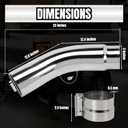5 Inch Diesel Exhaust Elbow Tip, 5" Inlet to 6" Outlet, 23" Long Chrome Exhaust Pipe Elbow 2pcs 5'' Exhaust Clamps