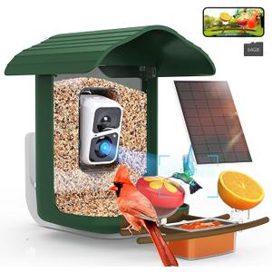 birdsnap® PAVBird Feeder with Camera,2K HD with 64GB Card, AI Identify Smart Bird House Cam Solar Panel,Live Stream,Motion Detection,Auto Record Video for Backyard Outdoors,Ideal Gift for Bird Lover