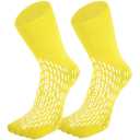 HCS Hospital Socks with Grips for Women & Men (6 Pairs) - 360 All-Around Tread Non-Slip Sock, Elderly/Seniors - Hospital Grip Socks, Women, Men - Fall Risk Patient Slippers (Yellow, Regular)